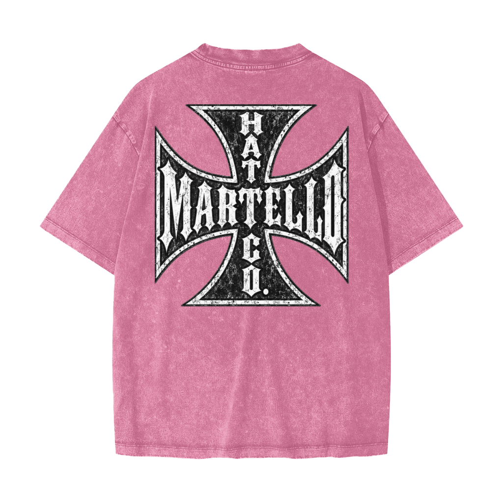 Martello Pink Cross Snow Washed T-Shirt