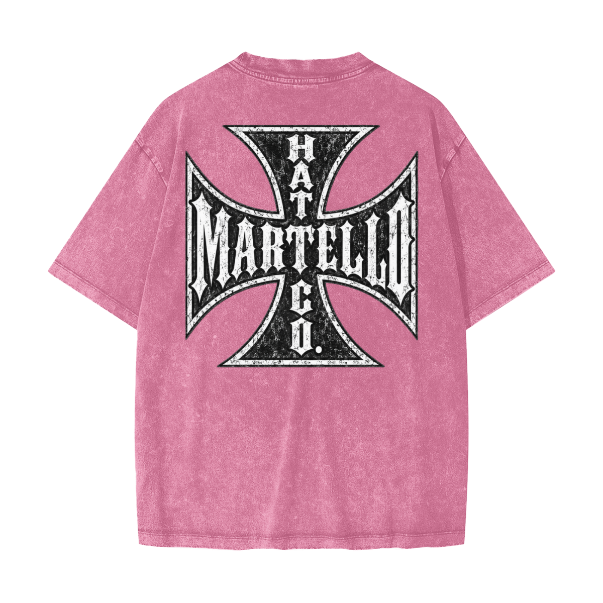 Martello Pink Cross Snow Washed T-Shirt