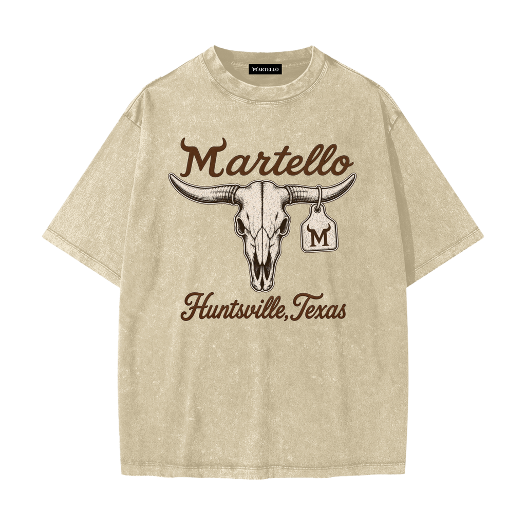 Martello Bull Skull Heavyweight Snow Washed T-Shirt