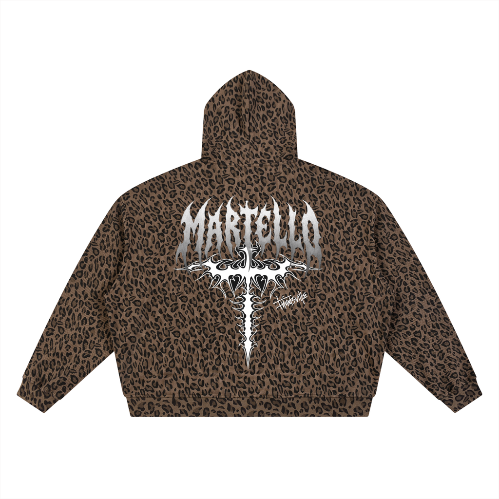 Martello Leopard Print Full Zip Hoodie