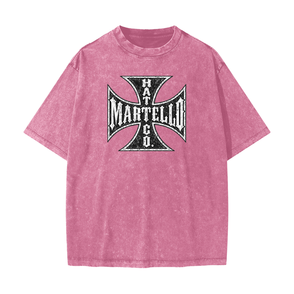 Martello Pink Cross Snow Washed T-Shirt