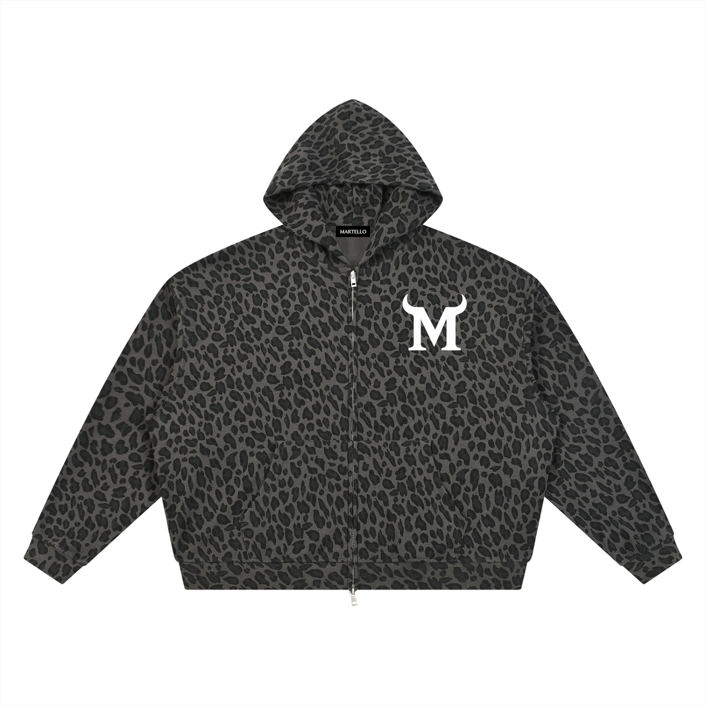 Martello Leopard Print Full Zip Hoodie